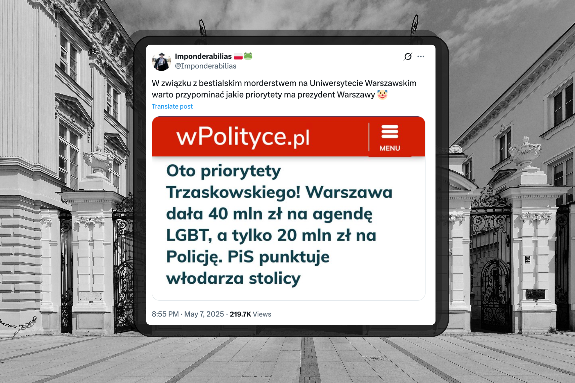 Nie, Trzaskowski nie przeznaczył „40 mln zł na agendę LGBT, a tylko 20 mln zł na policję”